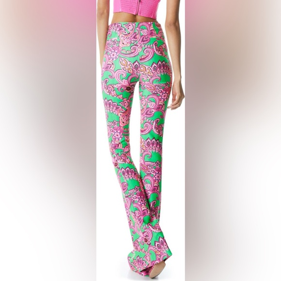 Alice + Olivia Teeny Paisley Flare Bootcut Pants 6 / 8 medium Altered Hemmed - Picture 2 of 12